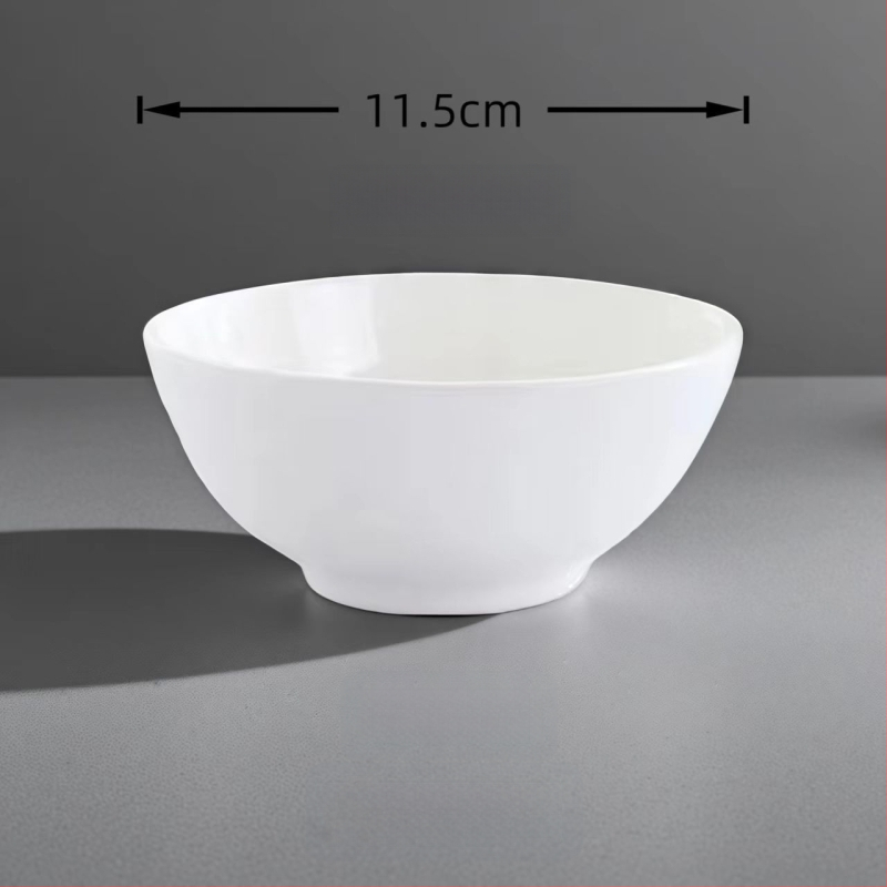 Bijela porcelanska zdjela za rižu za hotele i restorane, zdjela za kašu i juhu, okrugla, promjer 11–12 cm, glazirana