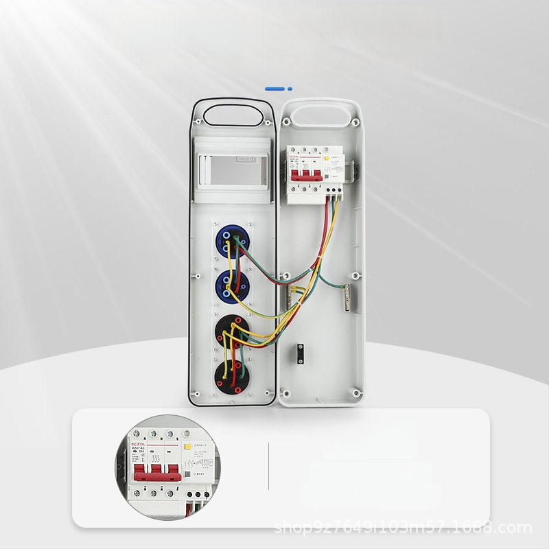 Триетажна мобилна разпределителна кутия за контакти за строителна площадка, IP65 водоустойчива, преносима за открито, 6 гнезда, 32A