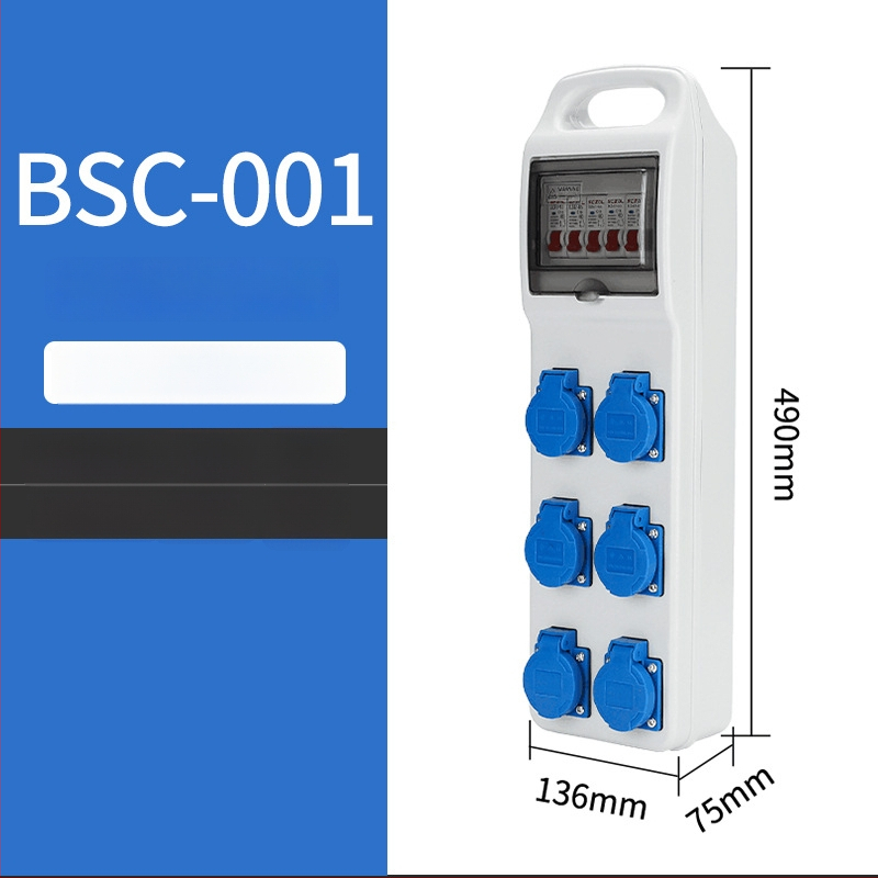 Триетажна мобилна разпределителна кутия за контакти за строителна площадка, IP65 водоустойчива, преносима за открито, 6 гнезда, 32A