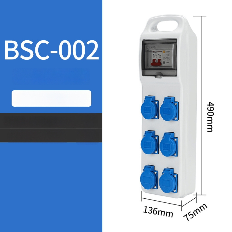 Триетажна мобилна разпределителна кутия за контакти за строителна площадка, IP65 водоустойчива, преносима за открито, 6 гнезда, 32A