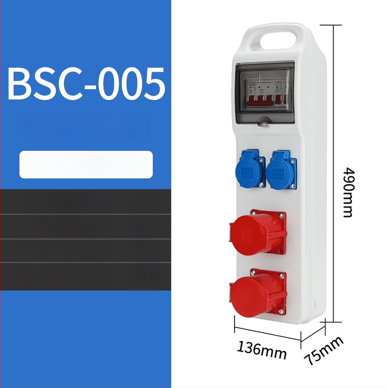 Триетажна мобилна разпределителна кутия за контакти за строителна площадка, IP65 водоустойчива, преносима за открито, 6 гнезда, 32A