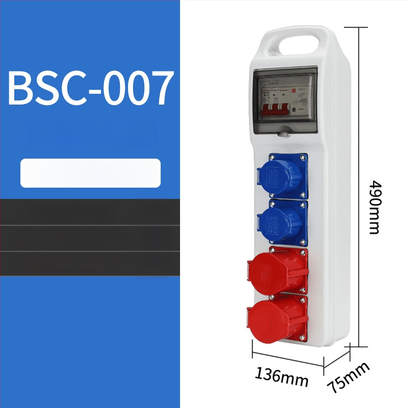 Триетажна мобилна разпределителна кутия за контакти за строителна площадка, IP65 водоустойчива, преносима за открито, 6 гнезда, 32A