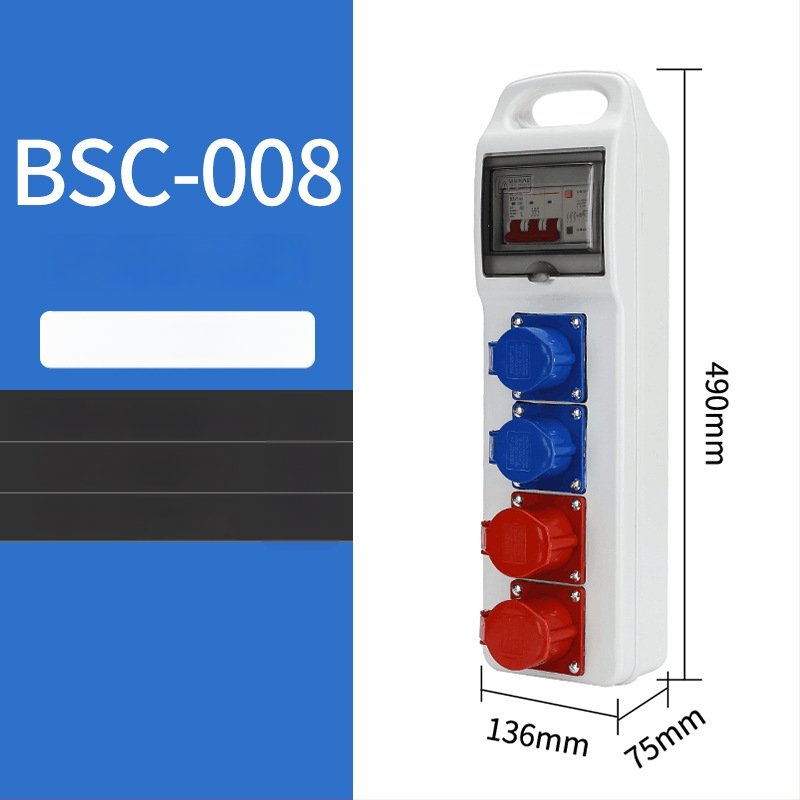 Триетажна мобилна разпределителна кутия за контакти за строителна площадка, IP65 водоустойчива, преносима за открито, 6 гнезда, 32A