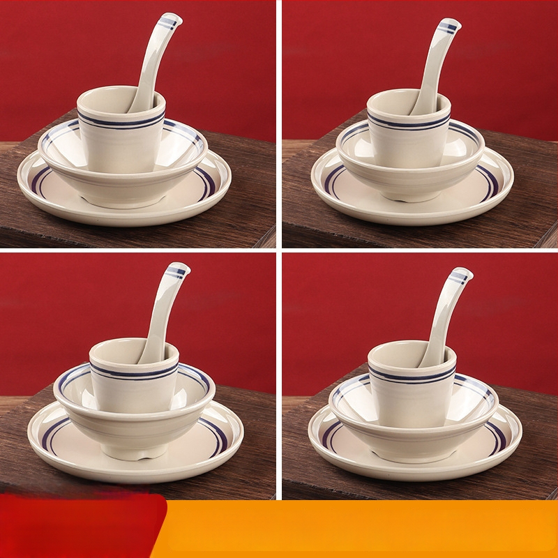 Melamin posude set: četverodijelni stolni komplet za hot pot – zdjele, žlice i tanjuri
