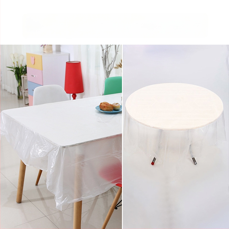 Jednokratni okrugli plastični stolnjak, tanak, veličine 213×213 cm, za dom i restorane te hotele