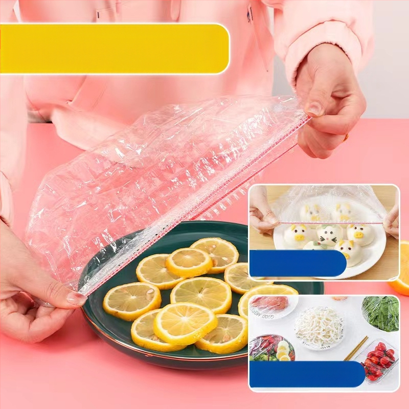 Σετ μιας χρήσης για τη διατήρηση της φρεσκάδας: ελαστικά καλύμματα μπολ, καλύμματα για υπόλοιπα φαγητού και καπελάκι ντους με ελαστικό άνοιγμα