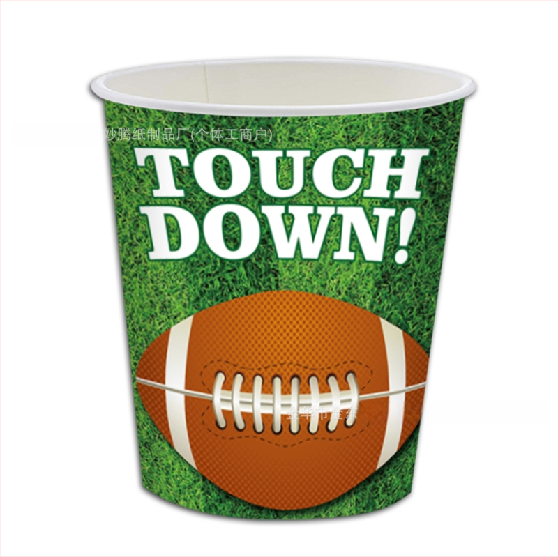 Комплект еднократни хартиени чаши и подноси, кръгъл формат, хартиен материал, възможност за персонализирано лого