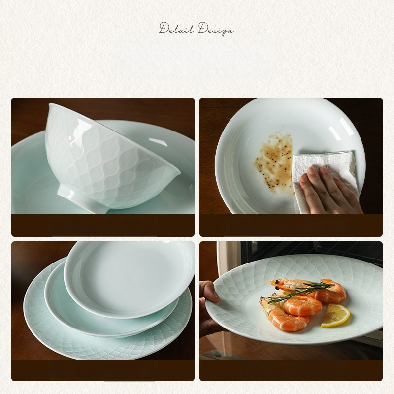 Songfa porcelan underglaze celadon pod glazurom set zdjela i tanjura za kućnu upotrebu, 2025 novi model, idealan za novi dom
