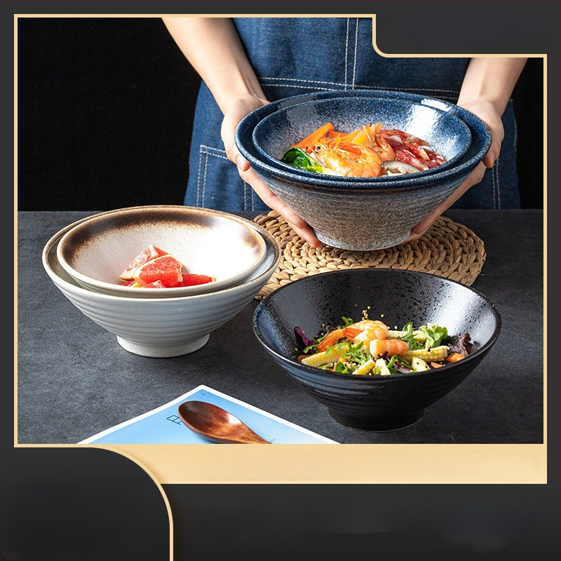 Japanski stil porculanska zdjela za ramen, keramička zdjela za rezance i juhu, velika okrugla zdjela s oblikom šešira, kućna uporaba