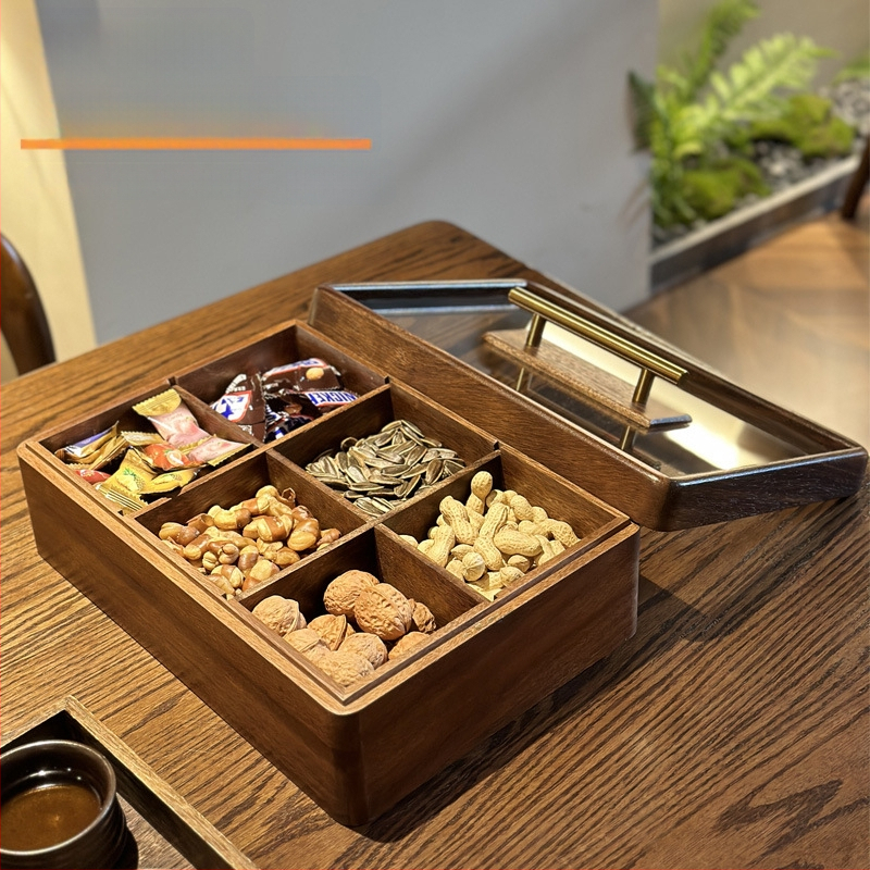 Кутия за сушени плодове и ядки със капак, шестразделна, стъклена, Aosen AS006, премиум качество, нов китайски стил