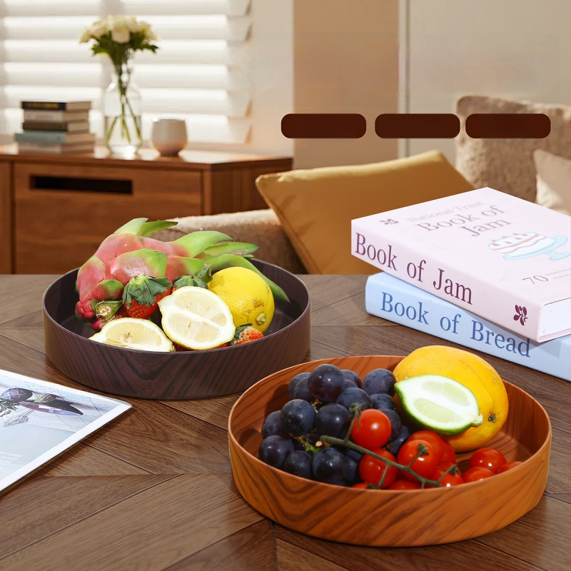 Пластмасова плодова чиния, кръгла форма, модерен минималистичен стил, шарка на ивици