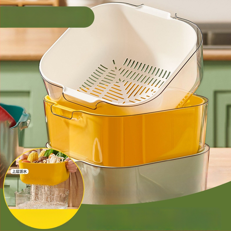 Кошница за измиване на зеленчуци и плодове с дренаж, скандинавски прост стил, пластмасова, зимно издание 2020, висококачествен продукт