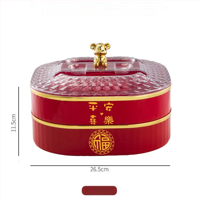 Трислоен пластмасов поднос за плодове с капак и разделители – прост стил, благоприятен узор