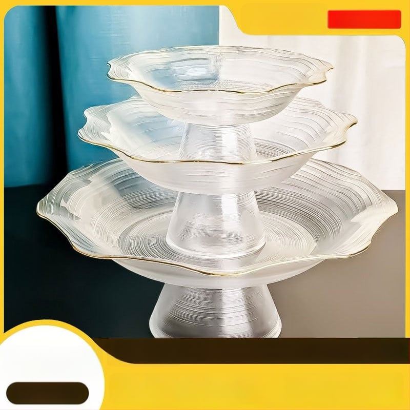 Стъклена плодова чиния с високи крака – модерен минималистичен стил, лято 2021