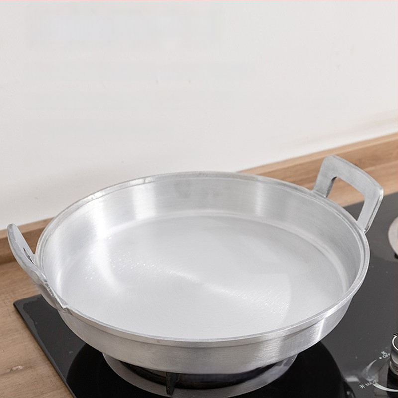 Aluminijska tava s plosnim dnom, dvostruke ručke, od lijevanog aluminija, za palačinke i prženje, pogodna za indukcijske ploče