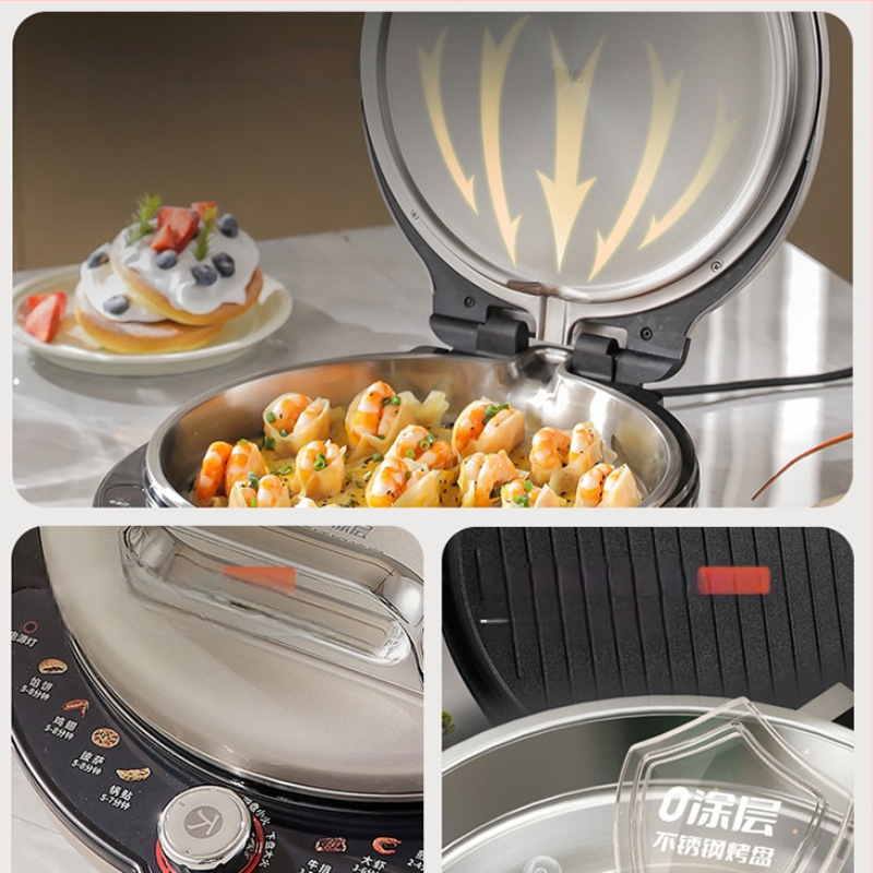 Liren LR-XGR3297 električna tava za pečenje od nehrđajućeg čelika bez premaza, dubina 38 mm, promjer 29–31 cm, 2000 W, za kućnu upotrebu