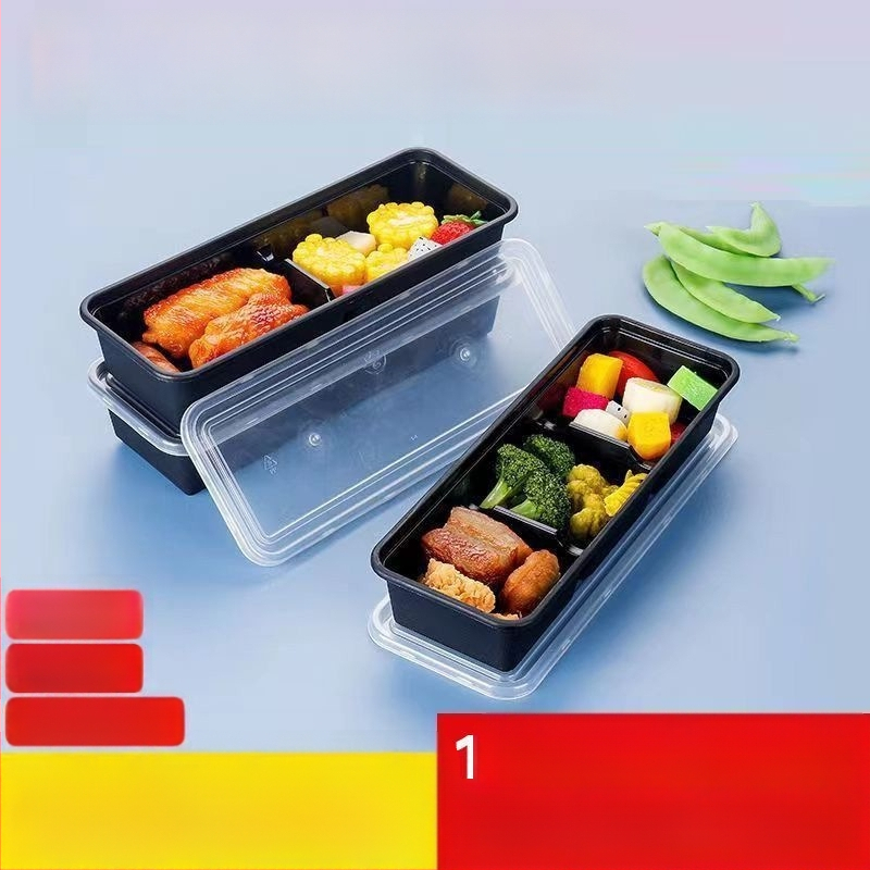 Jednokratni tanjur s tri odjeljka za umak za roštilj, japanskog stila dugački prilog, kutija za sushi za ponijeti