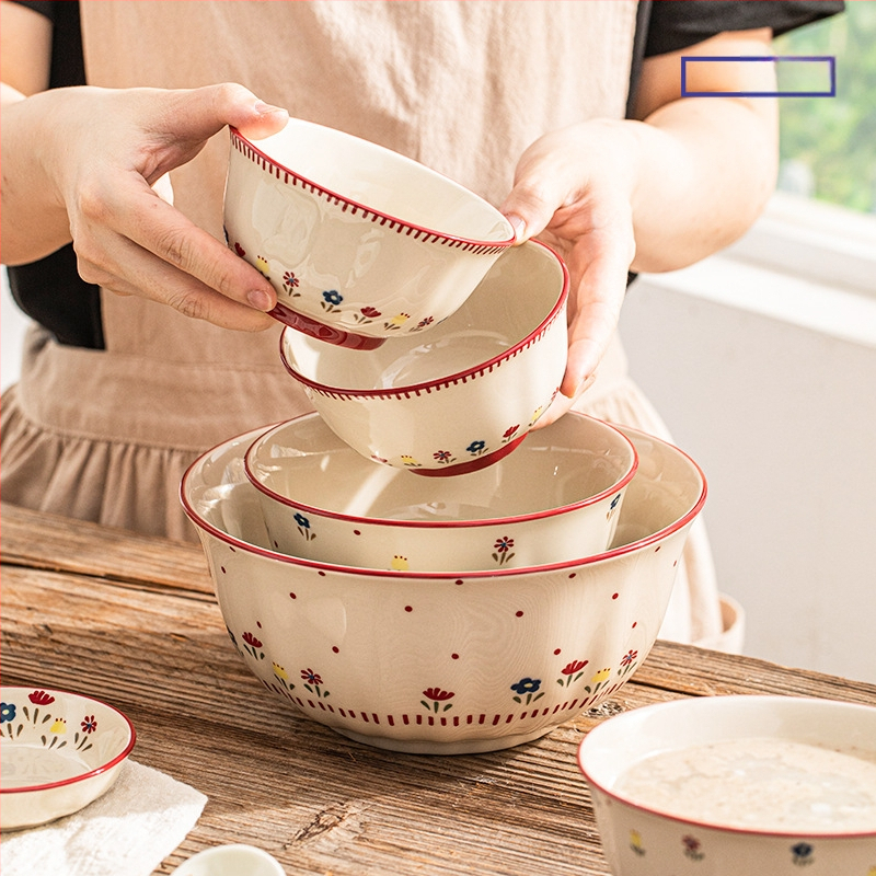 Porcelanski set za stolovanje – ojačani porcelan, pogodan za mikrovalnu pećnicu, lagani luksuzni retro stil, cvjetni uzorak, površina s glazurom u boji