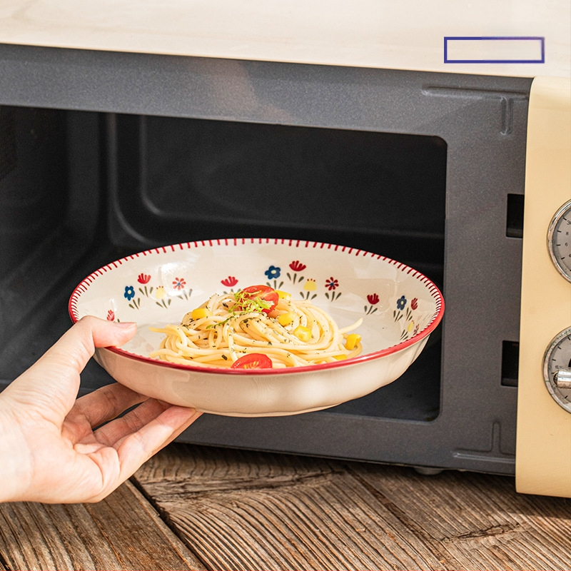 Porcelanski set za stolovanje – ojačani porcelan, pogodan za mikrovalnu pećnicu, lagani luksuzni retro stil, cvjetni uzorak, površina s glazurom u boji