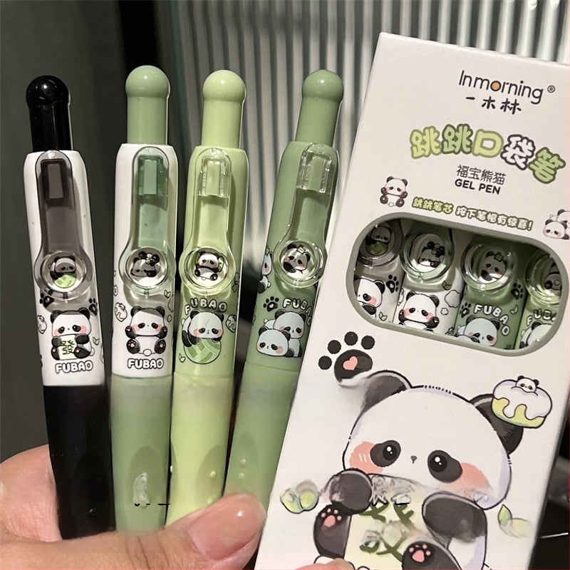 Панда Фейс гел писалка със щракване, Cartoon серия, пластмасов корпус, връх от неръждаема стомана, неизтриваща (Марка: Inmorning/yimulin; Серия: Cartoon; Корпус: Пластмаса; Връх: Неръждаема стомана; Изтриване: Не)