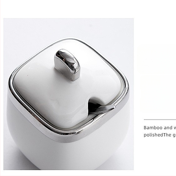 Керамичен комплект буркани за подправки в скандинавски стил – сол и MSG буркани, модерен минималистичен дизайн, персонализирано лого