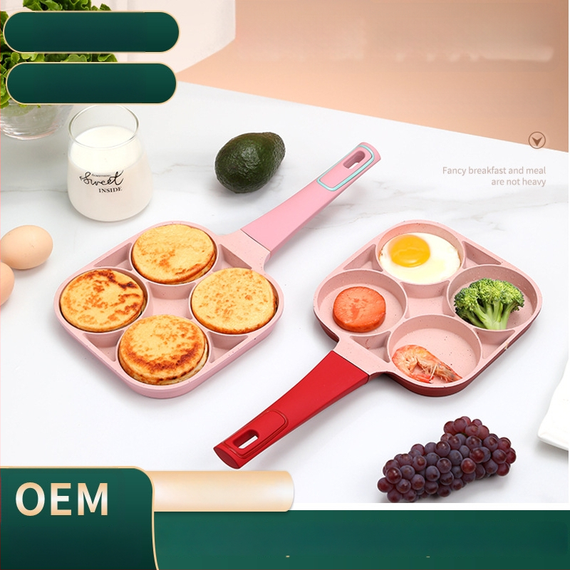 Négylyukú tojásserpenyő alumíniumból, tapadásmentes bevonattal, lapos aljjal, modell CX-L014