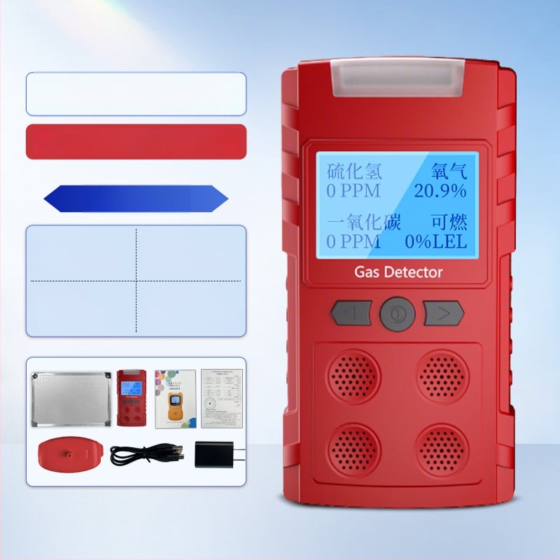 Rendkívüli mentési verzió: 4 az 1-ben gázdetektor, hordozható T-804, mérési tartomány 50, észleli gyúlékony gázokat CO CO2 H2, pontosság 30%
