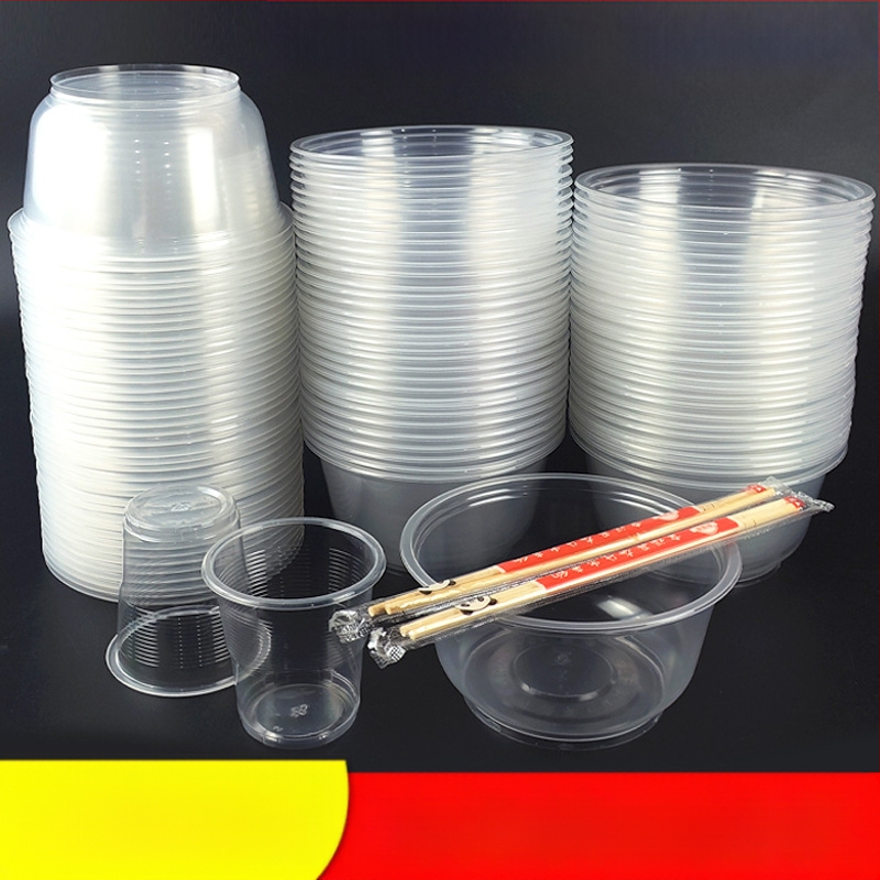 Egyszer használatos műanyag étkészlet poharakkal és kerek tálakkal, otthoni és üzleti felhasználásra; vastagabb műanyag esküvői poharak; logó nyomtatás lehetséges