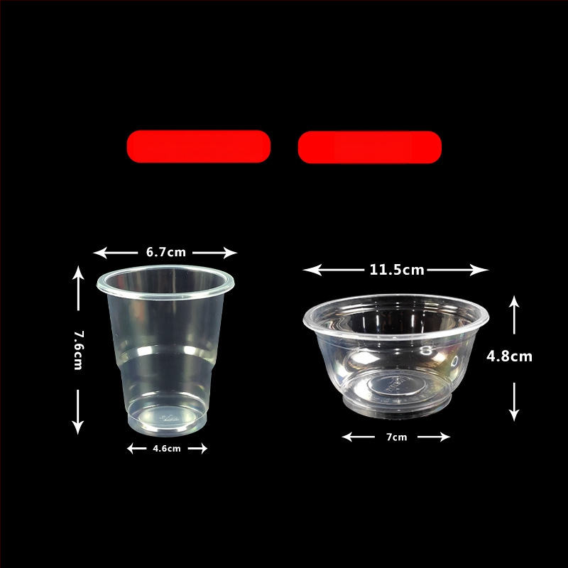 Egyszer használatos műanyag étkészlet poharakkal és kerek tálakkal, otthoni és üzleti felhasználásra; vastagabb műanyag esküvői poharak; logó nyomtatás lehetséges