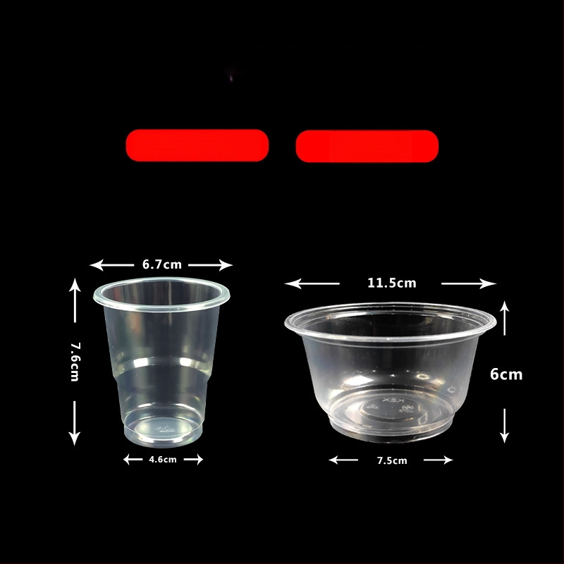 Egyszer használatos műanyag étkészlet poharakkal és kerek tálakkal, otthoni és üzleti felhasználásra; vastagabb műanyag esküvői poharak; logó nyomtatás lehetséges