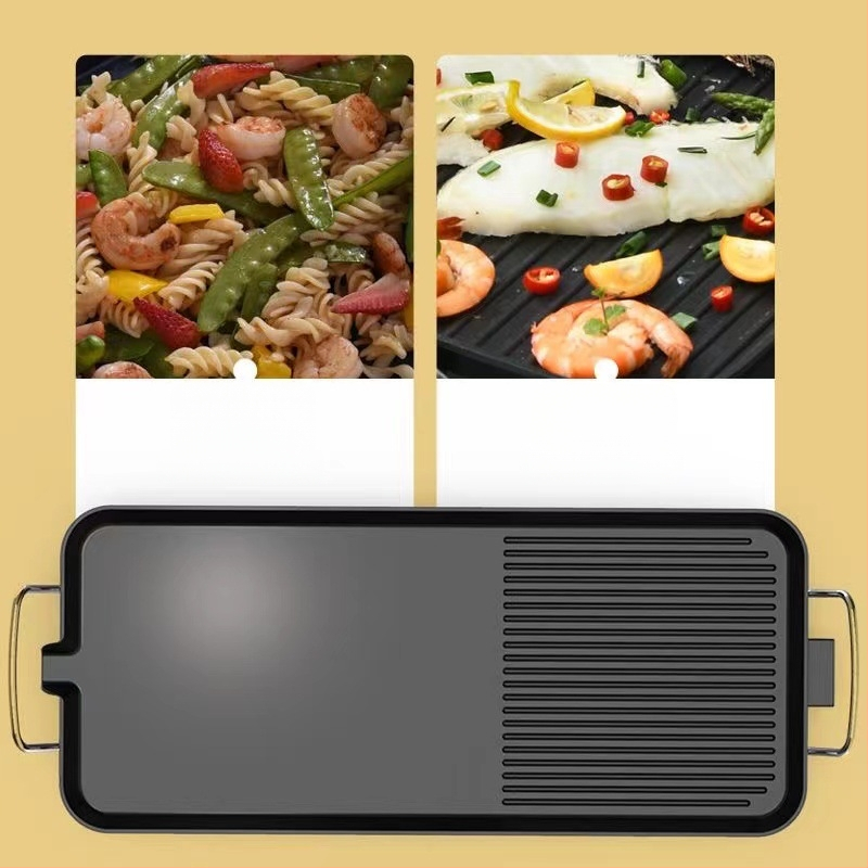 Füstmentes elektromos grillsütő serpenyő, tapadásmentes bevonattal, alumínium kivitel, négyzet alakú, hordozható