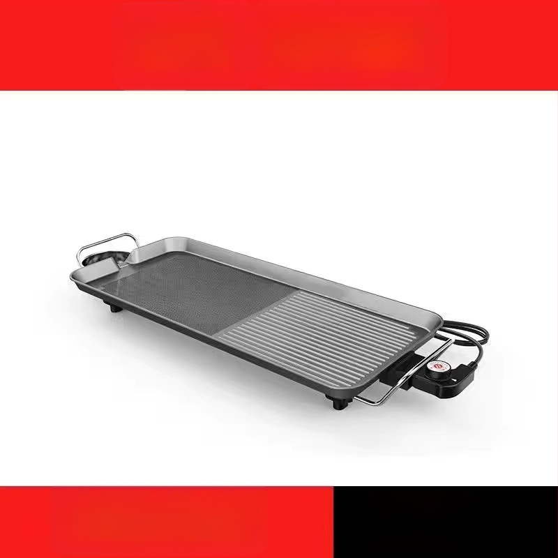 Füstmentes elektromos grillsütő serpenyő, tapadásmentes bevonattal, alumínium kivitel, négyzet alakú, hordozható