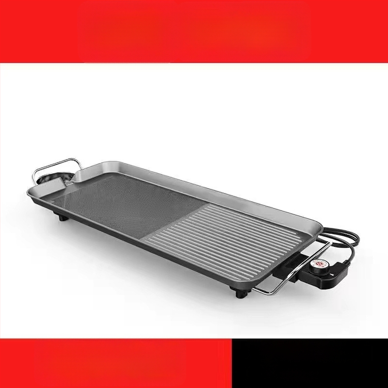 Füstmentes elektromos grillsütő serpenyő, tapadásmentes bevonattal, alumínium kivitel, négyzet alakú, hordozható