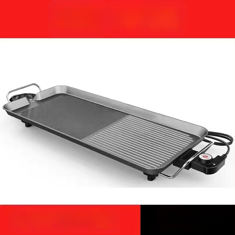 Füstmentes elektromos grillsütő serpenyő, tapadásmentes bevonattal, alumínium kivitel, négyzet alakú, hordozható