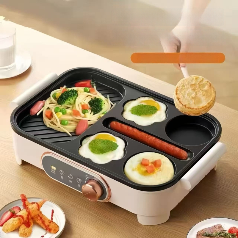 3-в-1 машина за закуска: електрически тиган за омлет и колбаси, 220 V, отопление с нагревателна тръба, за 2–3 порции