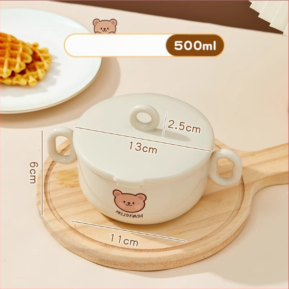 Dječji set posuđa od nehrđajućeg čelika – zdjela s dvostrukim držajem, otporna na pad, protiv opeklina, kvaliteta hrane, crtani stil, za djecu od 12 mjeseci i više