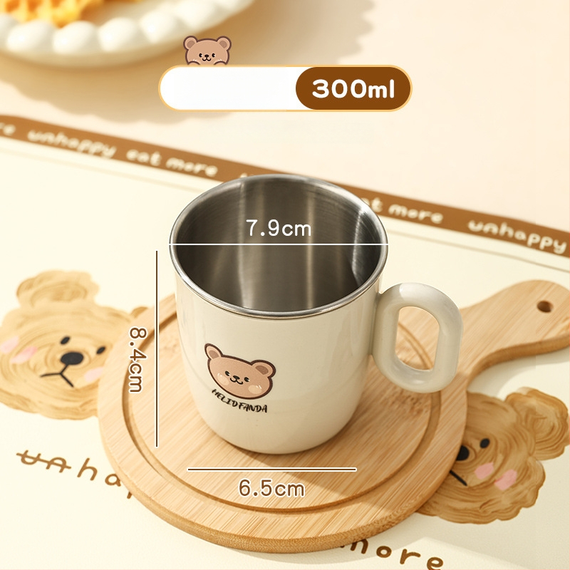 Dječji set posuđa od nehrđajućeg čelika – zdjela s dvostrukim držajem, otporna na pad, protiv opeklina, kvaliteta hrane, crtani stil, za djecu od 12 mjeseci i više