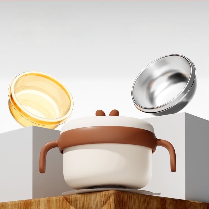 Dječja zdjela od 316 Nerđajućeg čelika, izolirana vodom, s usisnom protiv pada PPSU