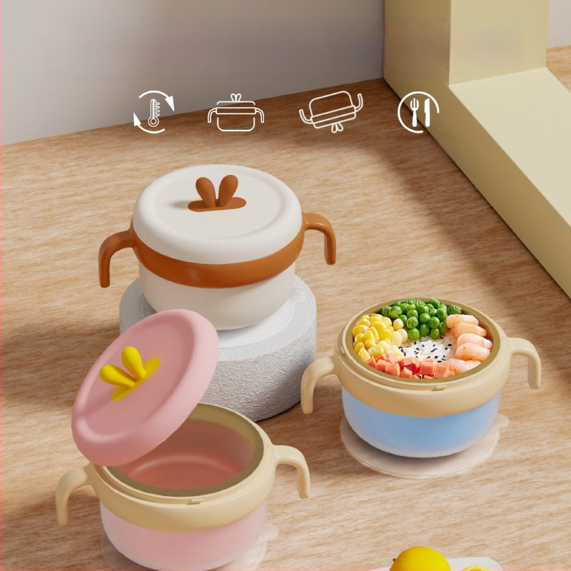 Dječja zdjela od 316 Nerđajućeg čelika, izolirana vodom, s usisnom protiv pada PPSU