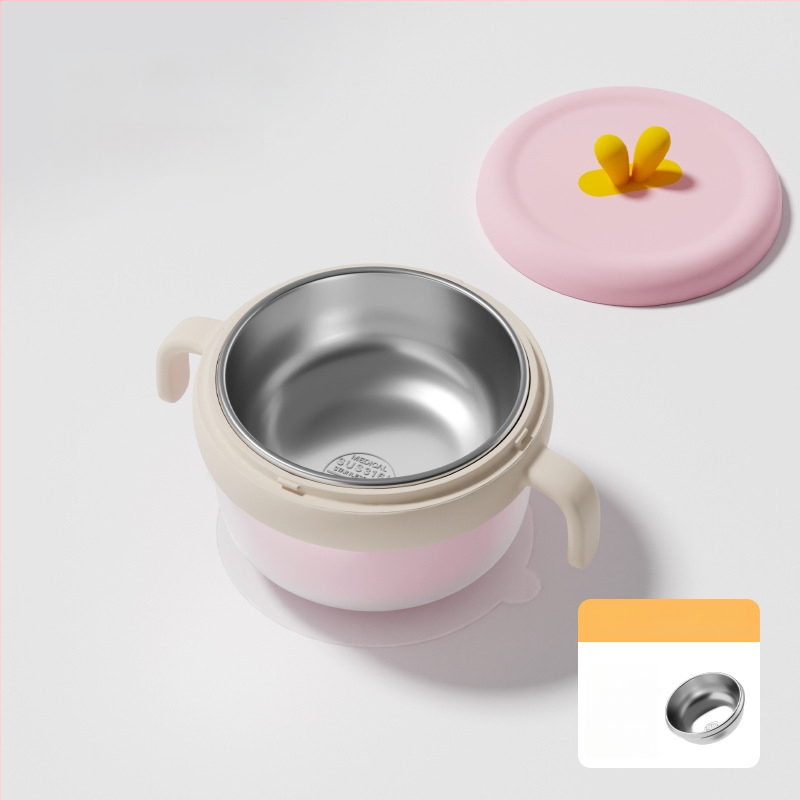 Dječja zdjela od 316 Nerđajućeg čelika, izolirana vodom, s usisnom protiv pada PPSU