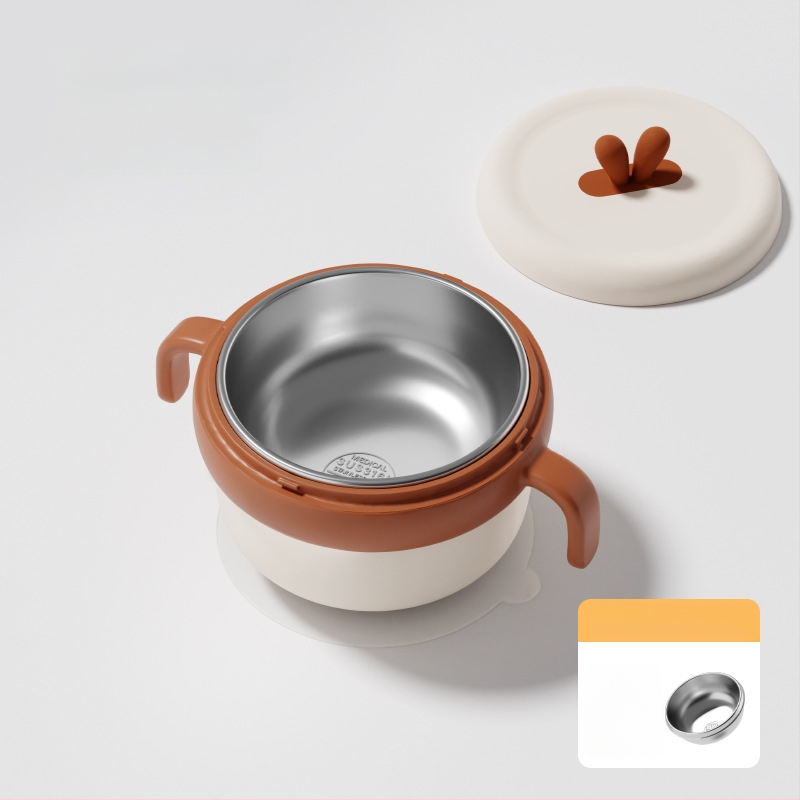 Dječja zdjela od 316 Nerđajućeg čelika, izolirana vodom, s usisnom protiv pada PPSU