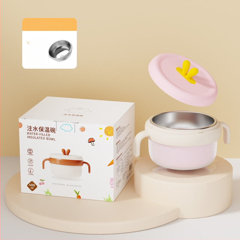 Dječja zdjela od 316 Nerđajućeg čelika, izolirana vodom, s usisnom protiv pada PPSU