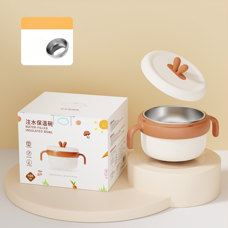 Dječja zdjela od 316 Nerđajućeg čelika, izolirana vodom, s usisnom protiv pada PPSU