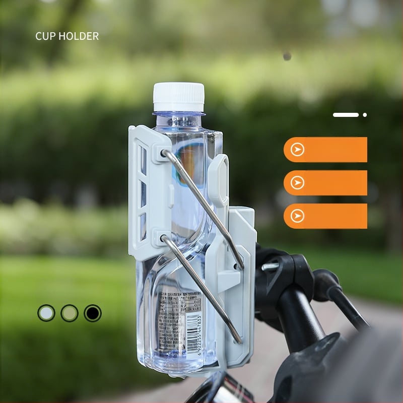 Държач за бутилка вода за електрически мотоциклет, пластмаса + сплав, адаптивен безпробивен монтаж, въртящ се, защитна рейка