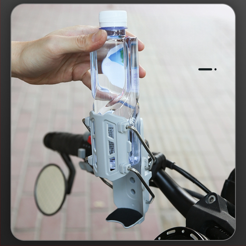 Държач за бутилка вода за електрически мотоциклет, пластмаса + сплав, адаптивен безпробивен монтаж, въртящ се, защитна рейка