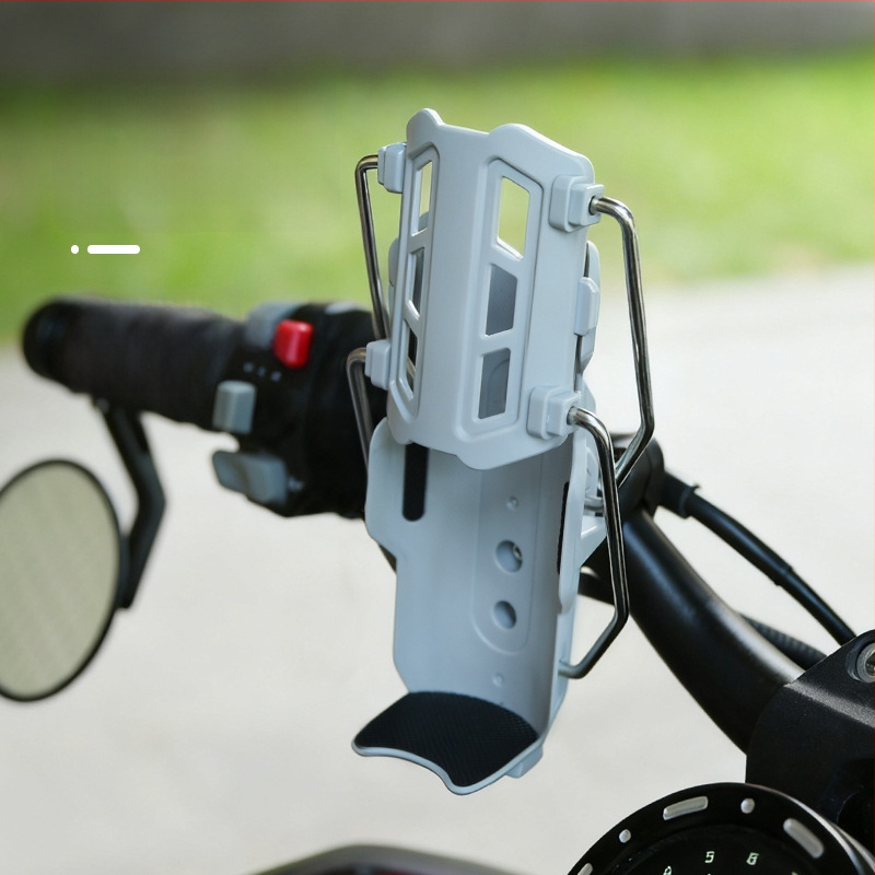 Държач за бутилка вода за електрически мотоциклет, пластмаса + сплав, адаптивен безпробивен монтаж, въртящ се, защитна рейка