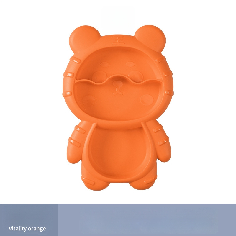 Apricot Rhyme rajzfilm-stílusú műanyag gyerek étkészlet, négy darabos készlet: tányér, tál, kanál és villa