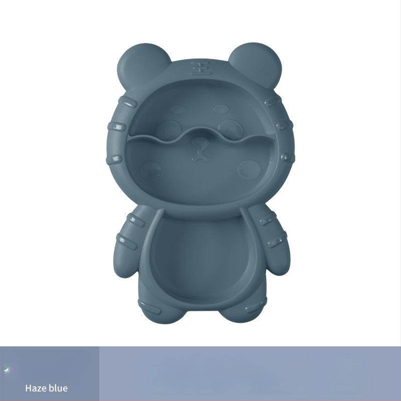 Apricot Rhyme rajzfilm-stílusú műanyag gyerek étkészlet, négy darabos készlet: tányér, tál, kanál és villa