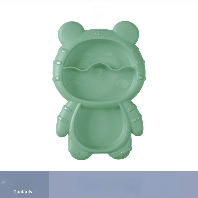 Apricot Rhyme rajzfilm-stílusú műanyag gyerek étkészlet, négy darabos készlet: tányér, tál, kanál és villa