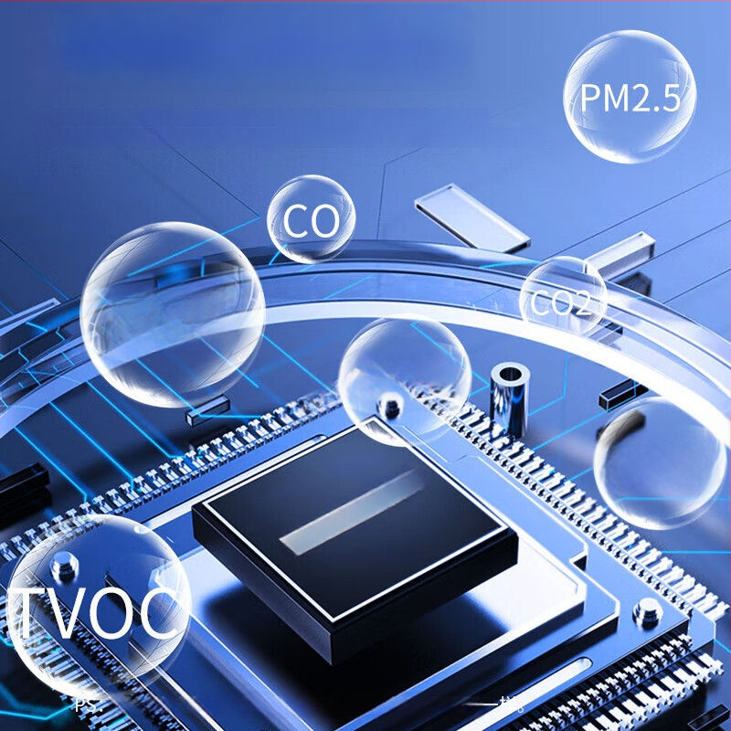 Монитор за качество на вътрешния въздух с температура, влажност, CO2, формалдехид и PM2.5